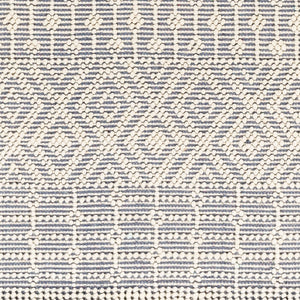 Livabliss Casa Decampo Handwoven Wool Accent Rug with Fringe Bohemian Artisan Floor Textile White, Denim 8'10" x 12' CDC2305-81012