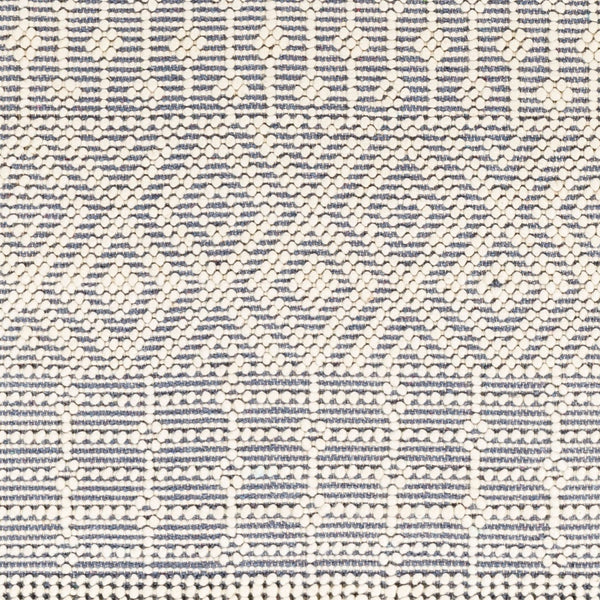 Livabliss Casa Decampo Handwoven Wool Accent Rug with Fringe Bohemian Artisan Floor Textile White, Denim 8'10" x 12' CDC2305-81012