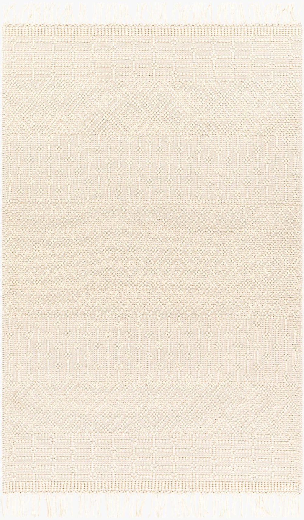 Livabliss Casa Decampo Handwoven Wool Flatweave Rug with Fringe for Entryway or Bedroom Ivory 8'10" x 12' CDC2307-81012