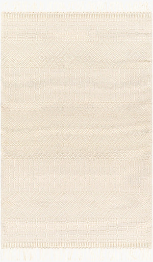 Livabliss Casa Decampo Handwoven Wool Flatweave Rug with Fringe for Entryway or Bedroom Ivory 8'10" x 12' CDC2307-81012