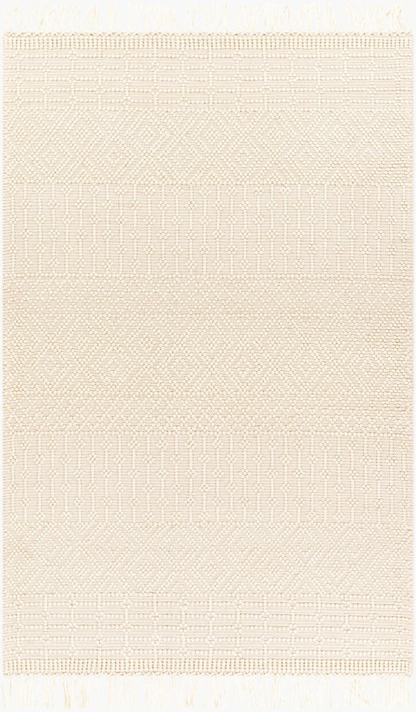 Livabliss Casa Decampo Handwoven Wool Flatweave Rug with Fringe for Entryway or Bedroom Ivory 8'10" x 12' CDC2307-81012
