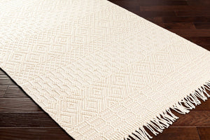Livabliss Casa Decampo Handwoven Wool Flatweave Rug with Fringe for Entryway or Bedroom Ivory 8'10" x 12' CDC2307-81012