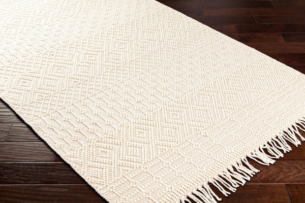 Livabliss Casa Decampo Handwoven Wool Flatweave Rug with Fringe for Entryway or Bedroom Ivory 8'10" x 12' CDC2307-81012
