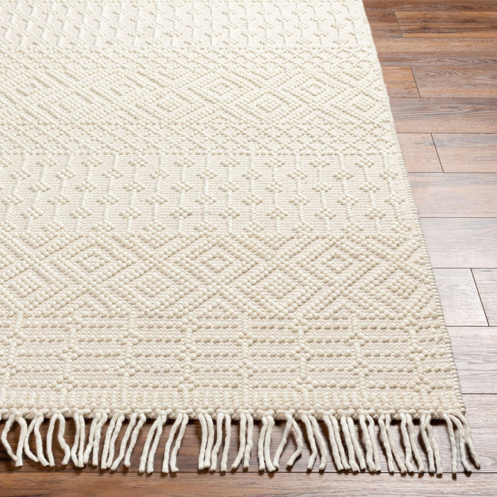 Livabliss Casa Decampo Handwoven Wool Flatweave Rug with Fringe for Entryway or Bedroom Ivory 8'10" x 12' CDC2307-81012