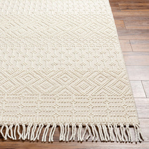 Livabliss Casa Decampo Handwoven Wool Flatweave Rug with Fringe for Entryway or Bedroom Ivory 8'10" x 12' CDC2307-81012