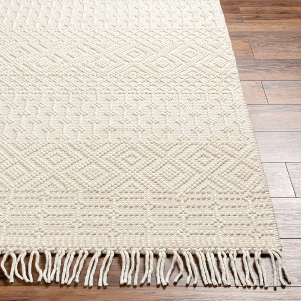 Livabliss Casa Decampo Handwoven Wool Flatweave Rug with Fringe for Entryway or Bedroom Ivory 8'10" x 12' CDC2307-81012