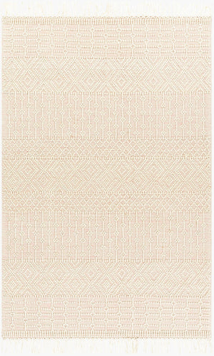 Livabliss Casa Decampo Handwoven Wool Flatweave Rug with Fringe for Entryway or Bedside Ivory, Dusty Pi 8' x 10' CDC2308-810