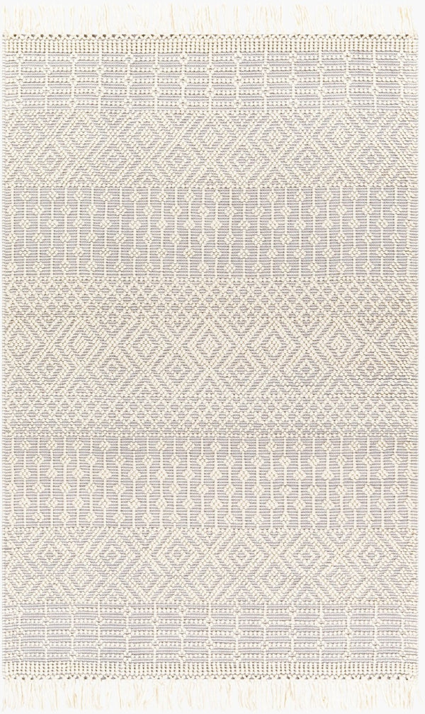 Livabliss Casa Decampo Handwoven Wool Accent Rug Artisan Fringed High-low Texture Boho Decor Ivory, Light Gr 5' x 7'6" CDC2309-576