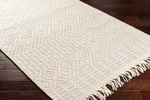 Livabliss Casa Decampo Handwoven Wool Accent Rug Artisan Fringed High-low Texture Boho Decor Ivory, Light Gr 5' x 7'6" CDC2309-576