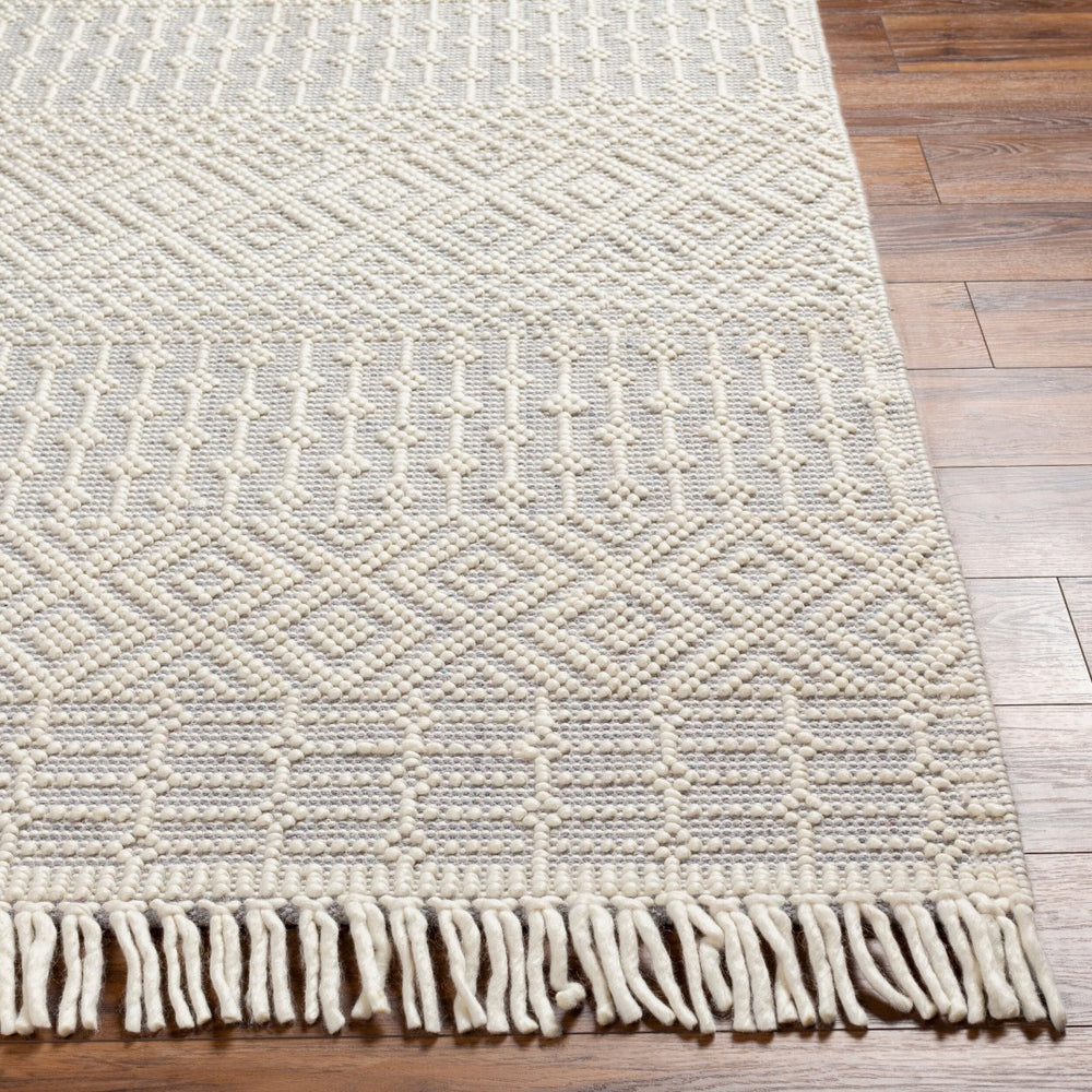 Livabliss Casa Decampo Handwoven Wool Accent Rug Artisan Fringed High-low Texture Boho Decor Ivory, Light Gr 5' x 7'6" CDC2309-576
