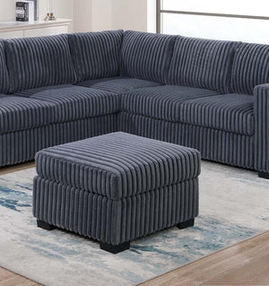 English Elm Beautiful 4-Piece Sectional Set with Ottoman — Plush Corduroy L-Shaped Sofa, Modern Low-Profile Design Dark Gray 39 L x 26 W x 39 H B011S01746