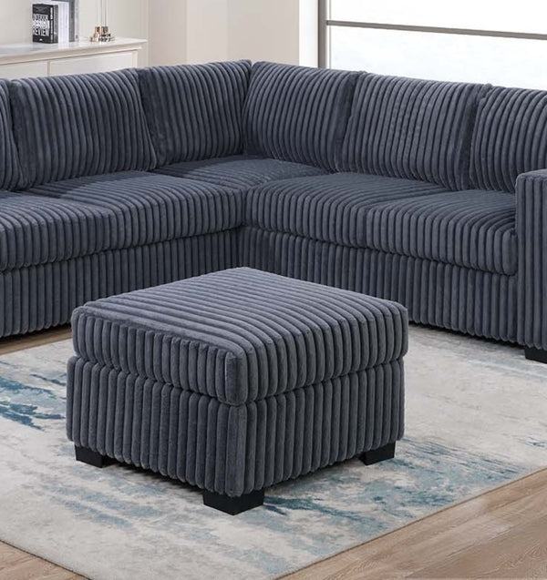 English Elm Beautiful 4-Piece Sectional Set with Ottoman — Plush Corduroy L-Shaped Sofa, Modern Low-Profile Design Dark Gray 39 L x 26 W x 39 H B011S01746