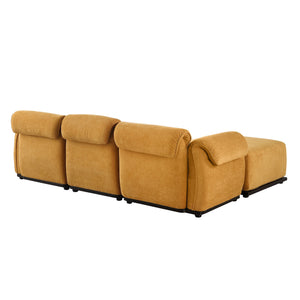 English Elm 102 Inch Linen Modular Sectional Sofa with Hidden Storage and Cloud Cushion Comfort Yellow W1099S00197