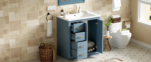 English Elm 30'' Stylish Bathroom Vanity Set With Ceramic Sink, Soft-Close Doors, Solid Wood Frame & Modern Design N710P191970M