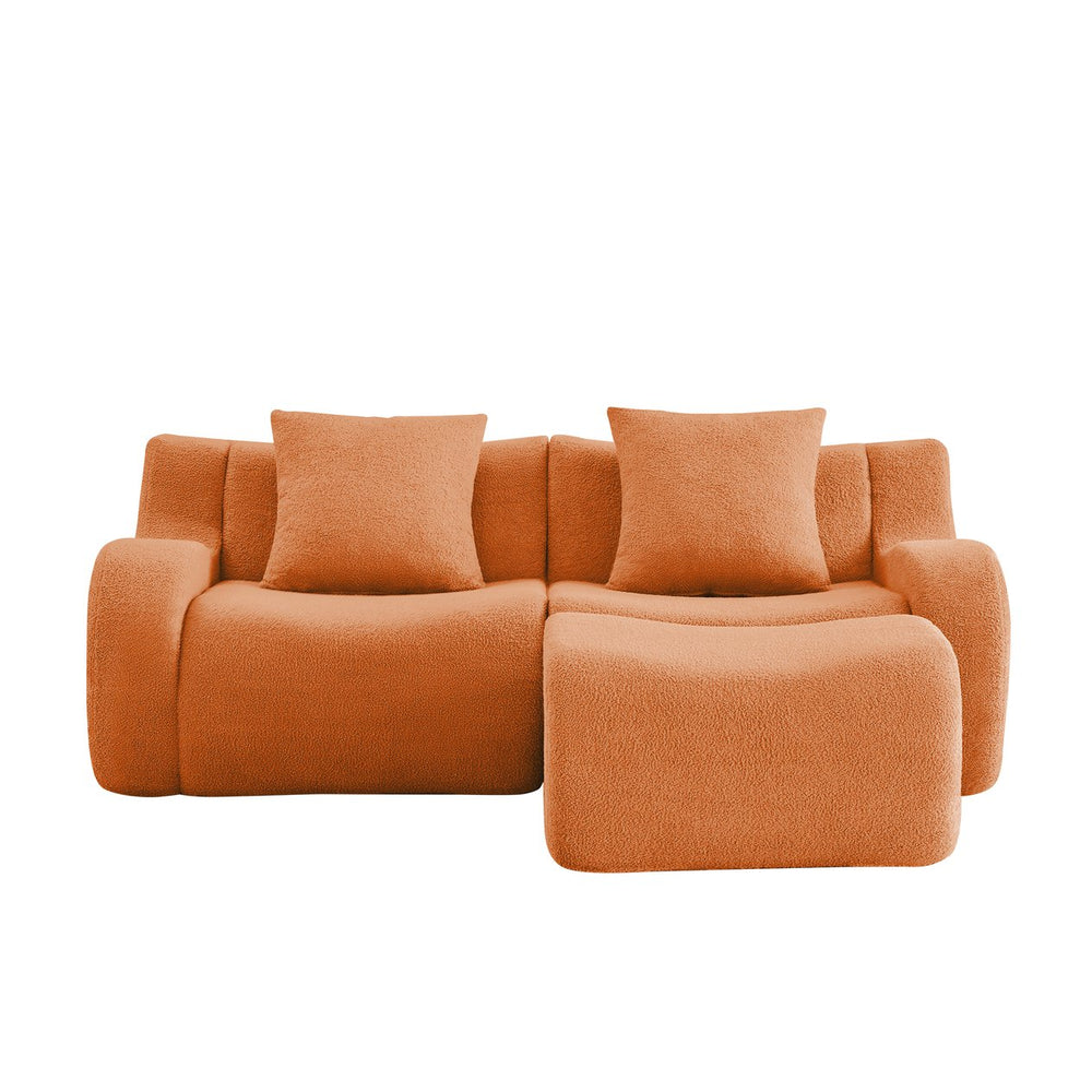 English Elm L-Shaped Teddy Fabric 2-Seat Sofa - Ergonomic, No Assembly, Cloud-Like Comfort For Any Space W714S01447