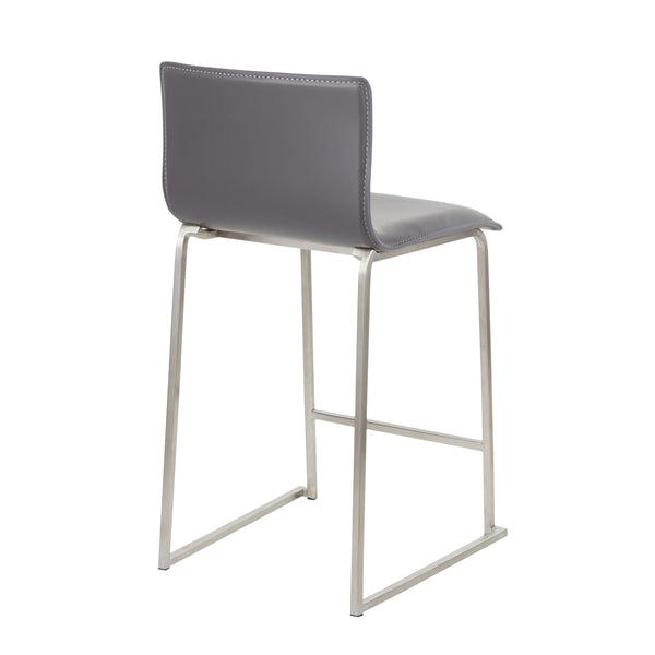 English Elm Mara 26" Contemporary Counter Stool Set Of 2 In Grey Faux Leather & Brushed Stainless Steel Finish B202P222062