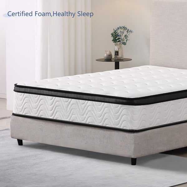 English Elm 12 Inch Full Size Hybrid Mattress - Ultimate Comfort With Pressure Relief & Motion Isolation, Medium Firm B347P405262