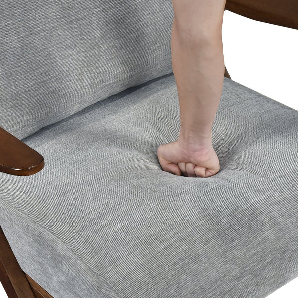 English Elm Mid-Century modern accent chair with solid rubberwood frame, chenille upholstery, plush seat comfort Brown,Gray 45 L x 25.5 W x 14.5 H B011P347874