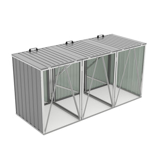 English Elm Garbage Bin Shed Galvanized Steel Enclosure Fits Three Cans with Lockable Waterproof Lid Light Gray W1598P357717