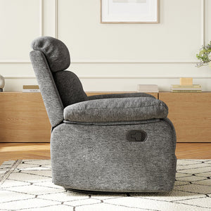 English Elm Small Rocker Swivel Recliner Chair with 360° Swivel, 30° Rocking & Adjustable Recline for Comfort Stone Gray T3623P379624