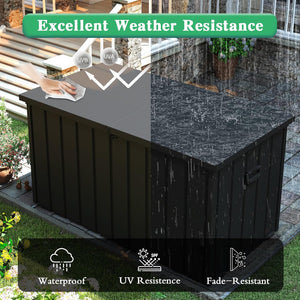 English Elm 200 Gallon Galvanized Steel Outdoor Deck Box Lockable Weatherproof Patio Pool Storage Dark Gray W1859P445933