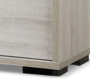 English Elm Contemporary White Wash Nightstand with Dovetail Drawers Chrome Handles Bedroom Storage B2741P435290