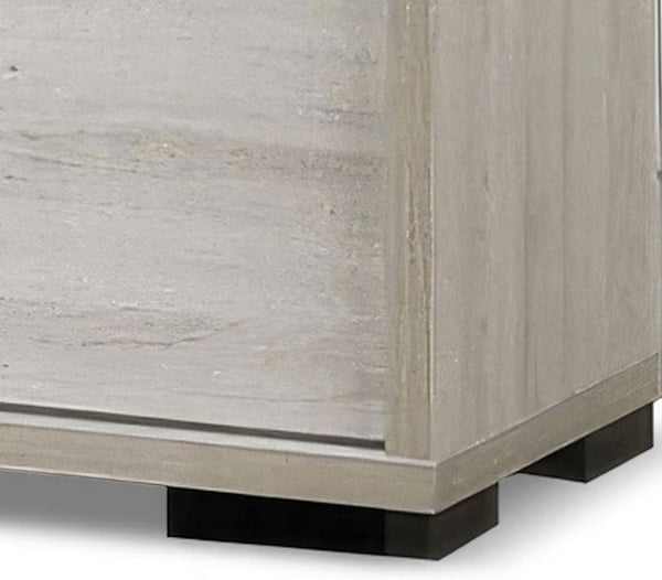 English Elm Contemporary White Wash Nightstand with Dovetail Drawers Chrome Handles Bedroom Storage B2741P435290