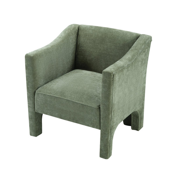 English Elm Modern Barrel Accent Chair Chenille Upholstered Wraparound Armchair for Any Room Green N763P336531F