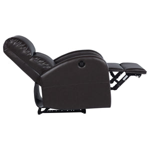 English Elm Meglia Brown Power Recliner Chair with Faux Leather Upholstery, Smooth Button Controls for Comfort B062P299796