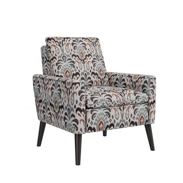 English Elm Enna Damask Upholstered Accent Chair with Solid Wood Legs for Living Room B127P409852
