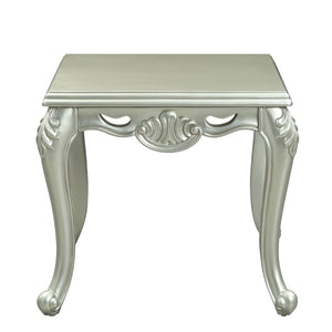 English Elm Qunsia Elegant Champagne Finish End Table with Floral Trim Apron & Queen Anne KD Legs, 40mm Top B2726P278584