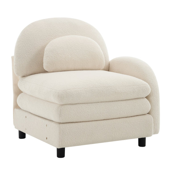 English Elm Vitoria Curved Modular Sectional Plush Teddy Fleece Sofa for Modern Living Rooms W5656P454255