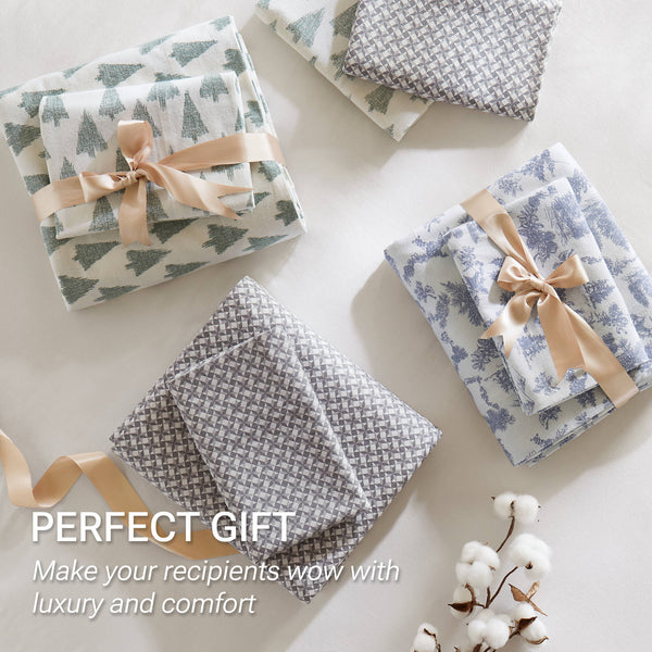 English Elm 4-piece Cal King Cotton Sheet Set with Artisan Ikat Tree Print for Bohemian Bedrooms B035P408383