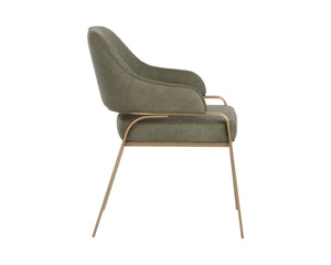Sunpan MALACHI Dining Armchair - Luxurious Ivanhoe Pine Faux Leather with Gold Stainless Steel Base 112444