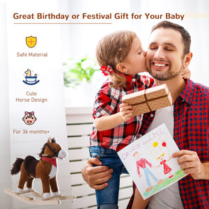 English Elm Qaba Plush Rocking Horse Toy with Galloping Sounds Sturdy Metal Frame for Toddlers W2225P217691