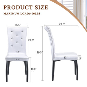 English Elm A Set of 2 Crystal Button Faux Leather Dining Chairs with Embossed Croc Texture White+Black W3226P344024