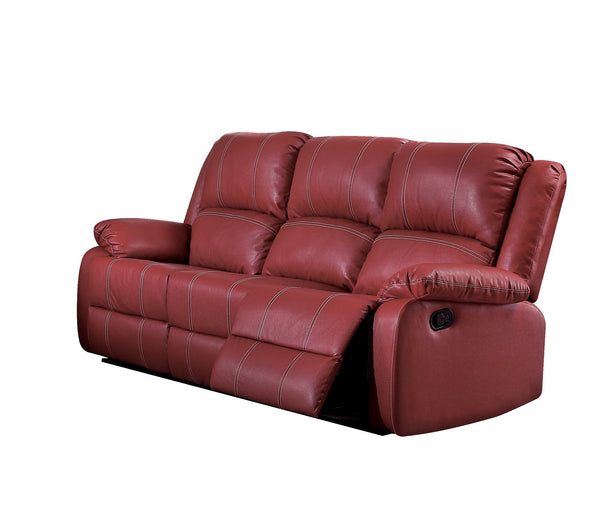 English Elm Zuriel Red Faux Leather Motion Sofa with Pocket Spring Seats, Pillow-Top Arms, 220lb Capacity B2726P285311