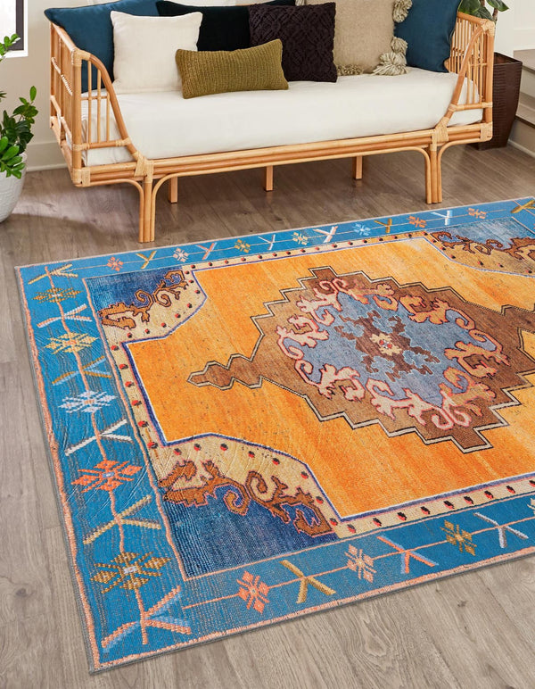 Unique Loom Timeless Thomas Machine Made Medallion Rug Orange, Brown/Ivory/Red/Beige/Black 7' 6" x 7' 7"