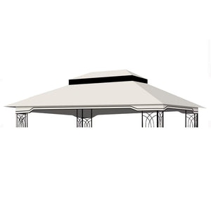 English Elm 10x12 Outdoor Patio Gazebo Canopy Replacement Double-Tier Polyester UV Resistant Roof with Drain Holes Beige W419P198355