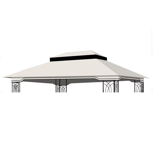 English Elm 10x12 Outdoor Patio Gazebo Canopy Replacement Double-Tier Polyester UV Resistant Roof with Drain Holes Beige W419P198355