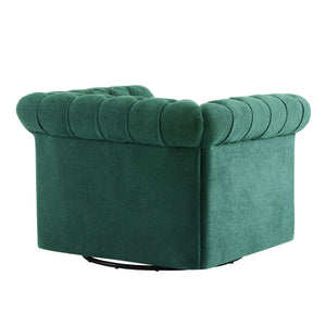 English Elm Christopher Knight Home® - Chesterfield Swivel Club Chair with Deep Button Tufting, Nailhead Trim, 360° Metal Swivel Comfort Dark Green 39.25 L x 33.85 W x 27.85 H N776P195601T