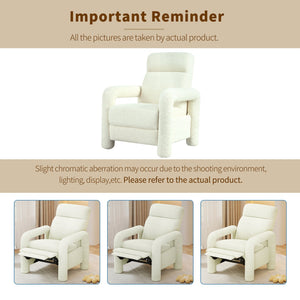 English Elm Christopher Knight Home® - 31.25" Push Back Recliner Plush Teddy Fleece Upholstered Armchair with Foam & Pocket Springs Comfort 90–120–150° Adjustments Beige N763P212864A