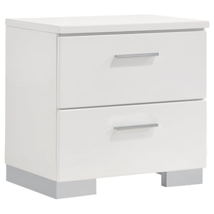 English Elm Fillmore White 5-Piece Eastern King Bedroom Set - Modern, Glossy Finish & Ample Storage For Style B062S01370