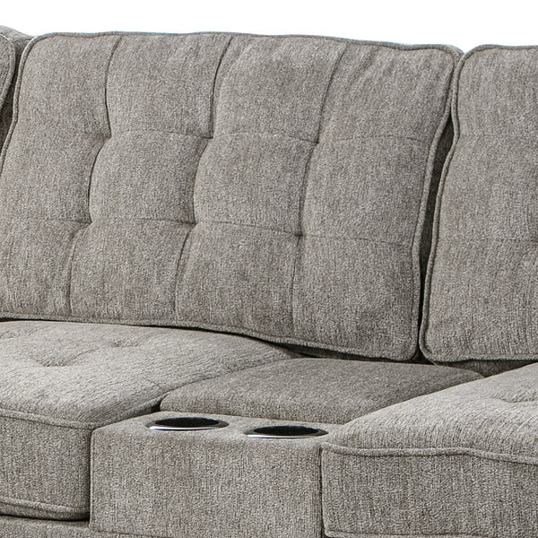 English Elm Oslo Gray Upholstered Sectional With Reversible Chaise & Cup Holders - Perfect For Family Lounging! B078S00592