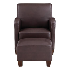 OSP Home Furnishings Aiden Chair & Ottoman Faux Leather Cocoa
