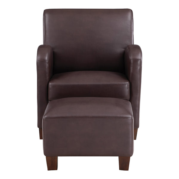 OSP Home Furnishings Aiden Chair & Ottoman Faux Leather Cocoa