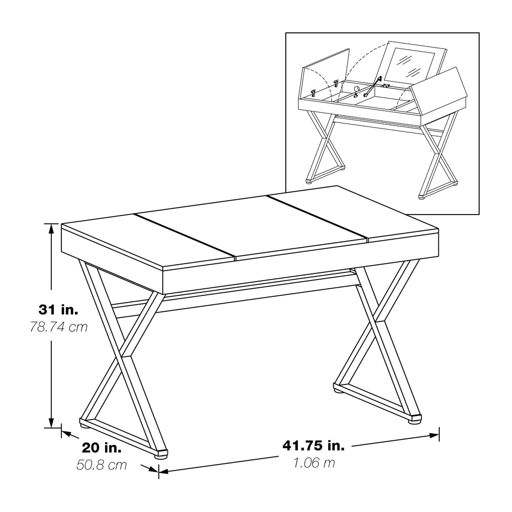 OSP Home Furnishings Juliette Vanity Desk White Top/Gold Legs