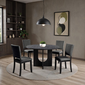 English Elm Classic Round Pedestal Dining Table Rubberwood Matte Finish Seats Four Modern Home Dark Gray B2741P421160