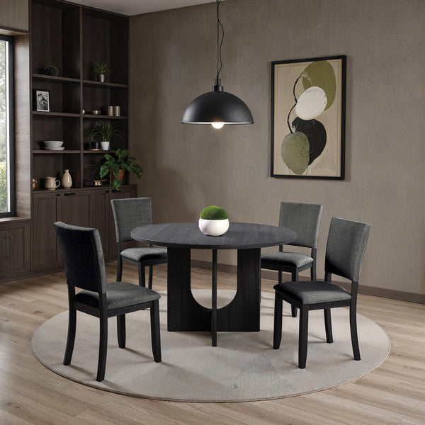 English Elm Classic Round Pedestal Dining Table Rubberwood Matte Finish Seats Four Modern Home Dark Gray B2741P421160