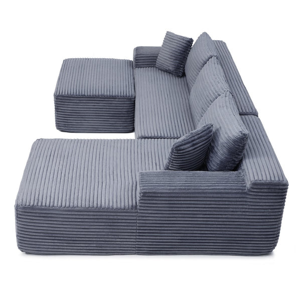 English Elm 105'' Modular L-shaped Sectional with Ottoman Deep Seat Corduroy Couch for Living Room W1117S00320